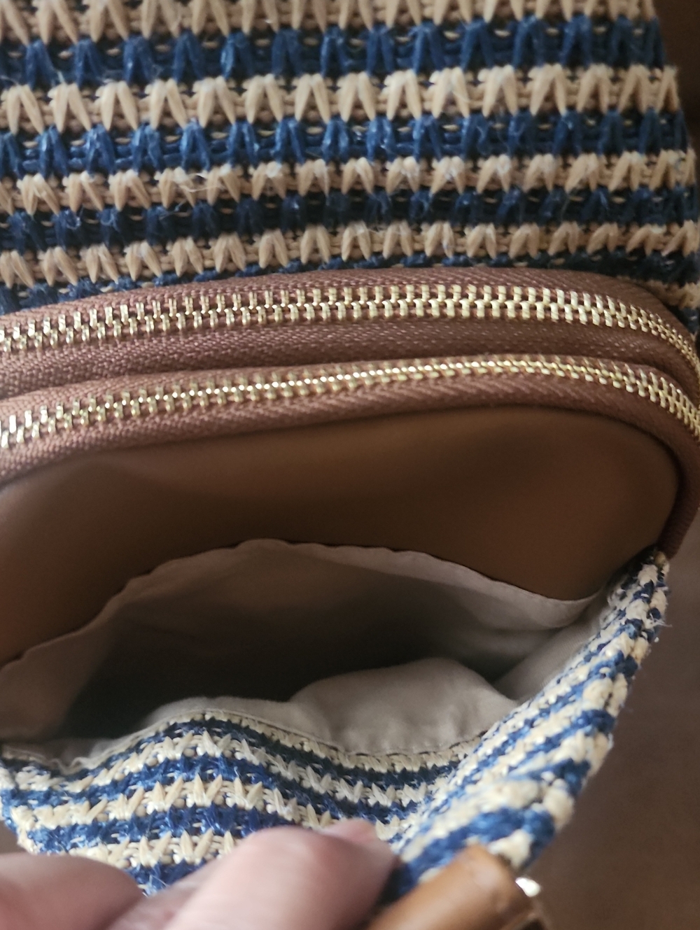 Blue and Brown Mini Woven Slingbag - Picture 6 of 8